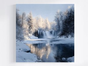Vászonkép Canvas Tájkép Tél Hó Fagy Jég Vízesés Folyó 80x80