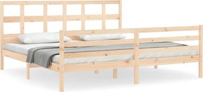 vidaXL tömör fa ágykeret fejtámlával 200 x 200 cm