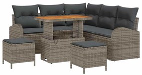 vidaXL Kerti Kanapé Szett párnával tárolóval párnával 8 pcs Szürke