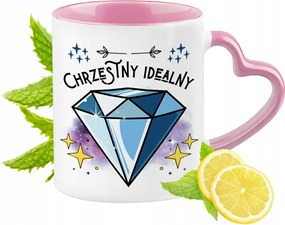 Keresztelő Bögre Rózsaszín Szív Alakú Füllel Kávé Ajándék