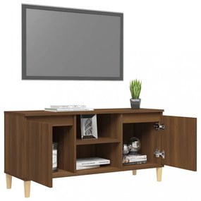 barna tölgyszínű TV-szekrény tömör falábakkal 103,5x35x50 cm