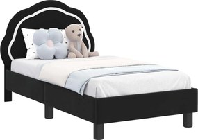 vidaXL Gyerekágy keret fejtámlával Fekete 70 x 140 cm Bársony
