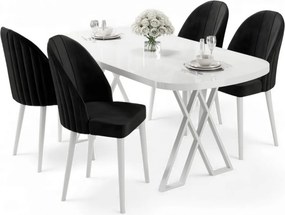 Kaye étkezőgarnitúra, fehér-fekete, 168 cm – TR240CHR2808