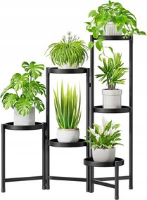 6 szintes fém virágtartó állvány növények virágágyás loft fekete