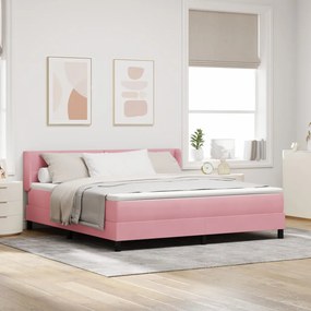 Boxspring Ágy Matrac Fészek Rózsaszín 180x200 cm Bársonyos