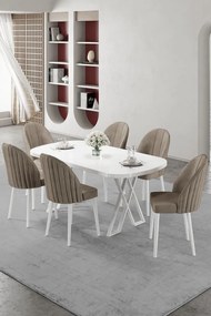 Kaye étkezőgarnitúra, fehér-cappuccino, 168 cm – TR240CHR2831