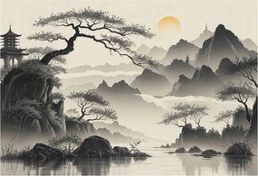 Divatos Flizelin Fali Tapéta Furnér Keleti táj 152x104 Ragasztó