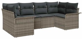 vidaXL Kerti Kanapé Szett párnával 6 pcs Szürke polirattan