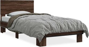 vidaXL barna tölgyszínű szerelt fa és fém ágykeret 75 x 190 cm