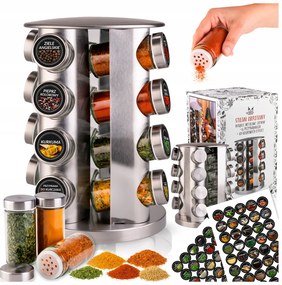 Fűszertartó Állvány Fűszertartó 16x Befőttesüveg Matrica