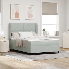 Boxspring Ágy Matraccal Világosszürke 140x190 cm Bársonyos