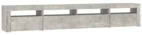 betonszürke TV-szekrény LED-lámpákkal 240x35x40 cm