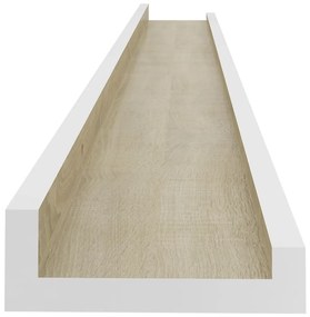 2 db fehér és sonoma tölgy színű fali polc 100 x 9 x 3 cm