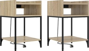 vidaXL Éjjeliszekrény 2 pcs Sonoma tölgy 40 x 40 x 61 cm Faanyag