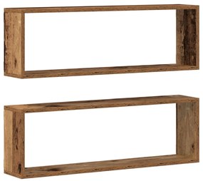 Fali Polcok 2 db Régi Fa 80x15x26 cm Műanyag Fa