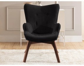 Fekete kordbársony fotel Niko – Ropez