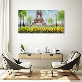 Vászonkép Eiffelfák fák torony