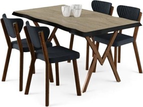 Akort étkezőgarnitúra, travertin-antracit, 130 cm