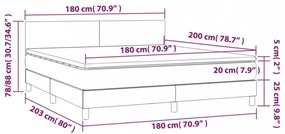 sötétszürke szövet rugós és LED-es ágy matraccal 180 x 200 cm