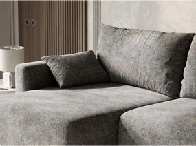 Szürke zsenília kinyitható-tárolóhelyes sarokkanapé (bal oldali-heverő résszel) Leon – Maison de Rêve