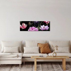 Kép - Virágok illusztrációja (órával) (90x30 cm)