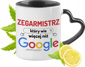 Órakészítőnek Fekete Bögre Szív Alakú Füllel Ajándék