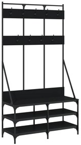 fekete ruhafogas cipőpolccal 100x40x184 cm