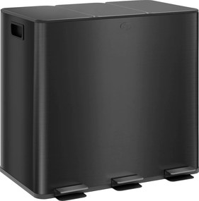 HOMCOM 3 x 15L Pedálos Kuka Kozmetikai Kukás Zöldség, Fedéllel és Lábpedállal, Belső Binnel a Nappaliba és Irodába, Rozsdamentes Acél, 61,9 x 36,6 x 4