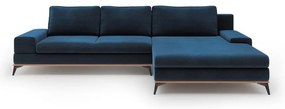 Astre királykék bársony kinyitható sarokkanapé, jobb oldali - Windsor & Co Sofas