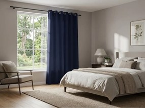 Függöny OXFORD LIGHT 140x270 cm, sötétkék Felfüggesztés: Hullámos sínszalag