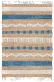 Kék-natúr színű kézi szövésű jutakeverék szőnyeg 120x170 cm Medina Jute – Flair Rugs