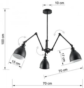 Csillár STARK SHADE 3xE27/60W/230V