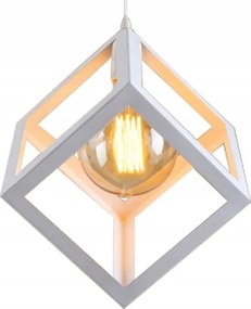 Függőlámpa fémből, ipari kocka, fehér