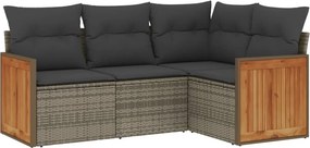 vidaXL 4 részes szürke polyrattan kerti ülőgarnitúra párnákkal