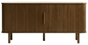 Barna alacsony komód tolóajtóval, tölgyfa dekorral 76x160 cm Cavo – Unique Furniture