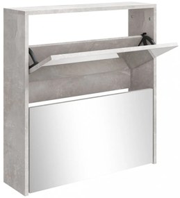 betonszürke 2 szintes cipőszekrény tükörrel 63 x 17 x 67 cm