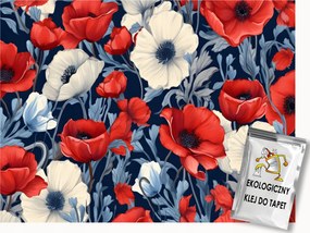 Fotótapéta Flizelina Természet Kert Rét Virágok Pipacsok Anemonok 150x105 ragasztó