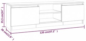 füstös tölgy színű szerelt fa TV-szekrény 120 x 30 x 35,5 cm