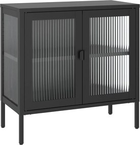 vidaXL fekete üveg és acél tálalószekrény 70 x 35 x 70 cm