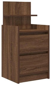 2 db barna tölgy éjjeliszekrények 2 fiókkal 38x34x80 cm