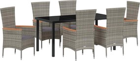 vidaXL Kert étkező szett párnával 7 pcs Szürke Porszórt acél