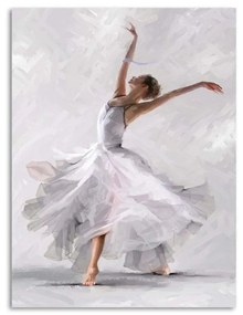 Vászon falikép, táncos, 60x80 cm, fehér - BALLERINE