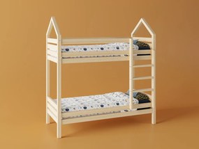 Emeletes házikó ágy választható alsó prémium leesésgátlóval ágy méret: 100 x 190 cm, Leesésgátlók: egyik sem