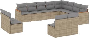 vidaXL 12 részes bézs polyrattan kerti ülőgarnitúra párnákkal
