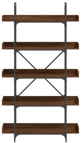 5-szintes barna tölgy szerelt fa könyvespolc 100x33x180,5 cm