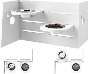 PawHut Magasított Kutya Etető Tál Magasságban Állítható Állvánnyal, Anti-Gulp Szőnyeggel, 2 x 1000ml Lassú Etetés Tál Közepes Kutyák és Macskák Számár