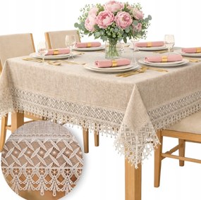 Abrosz sima Bézs klasszikus elegáns csipkével az ünnepekre 150x320 asztalra