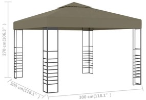 Tópszínű kerti pavilon 3 x 3 m 180 g/m²