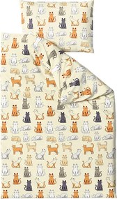 Poliészterpamut ágyneműhuzat COLORED CATS POLY krémszínű Ágyneműhuzat mérete: 70 x 90 cm | 140 x 220 cm