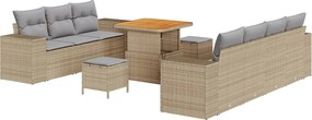 vidaXL Kerti Kanapé Szett 10 pcs Beige és Világosszürke Poly Rattan
